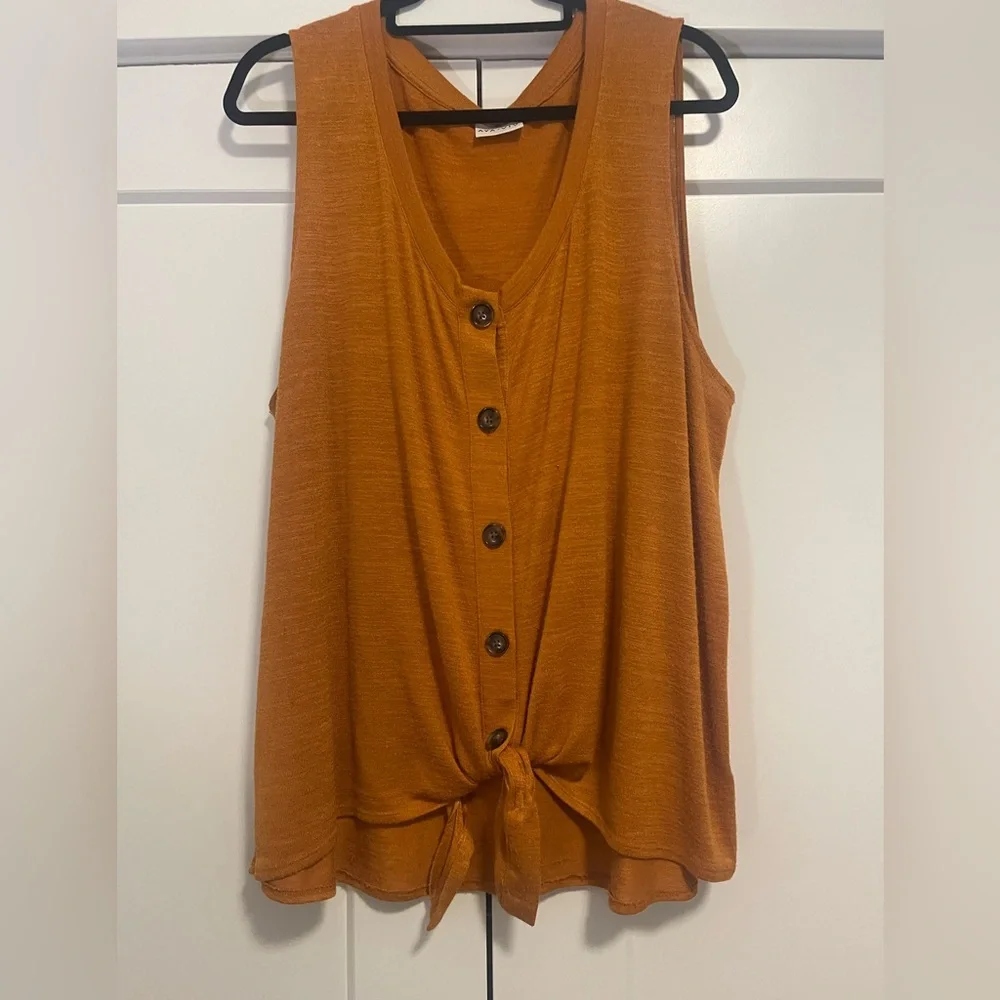 Ava & Viv Women's Sleeveless Tie-Front Tank Top - Rust - Picture 1 of 5